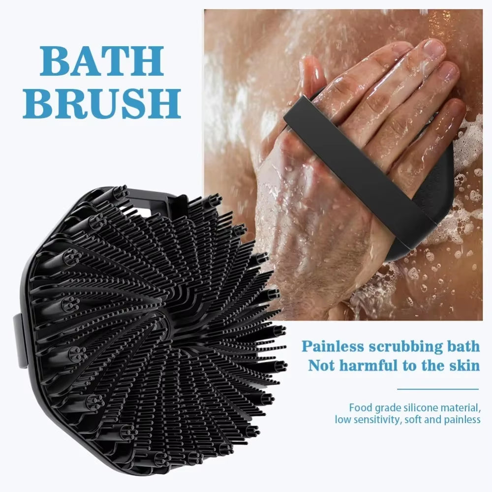 NEW Bath Soft Silicone Back Brush Bath Shower Sponge Scrubbing Brush with Handle Exfoliating Scrub Skin Exfoliating Brushes