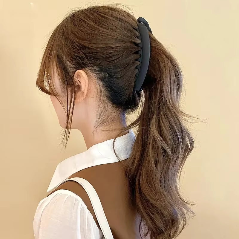 Fashion Large Banana Hair Clips Solid Color Frosted Hair Claws Classic Women Non-Slip Ponytail Barrettes Hairpins for Fine Hairs