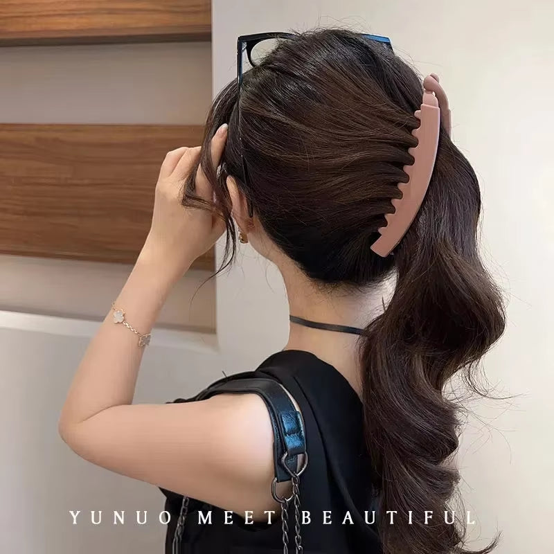 Fashion Large Banana Hair Clips Solid Color Frosted Hair Claws Classic Women Non-Slip Ponytail Barrettes Hairpins for Fine Hairs