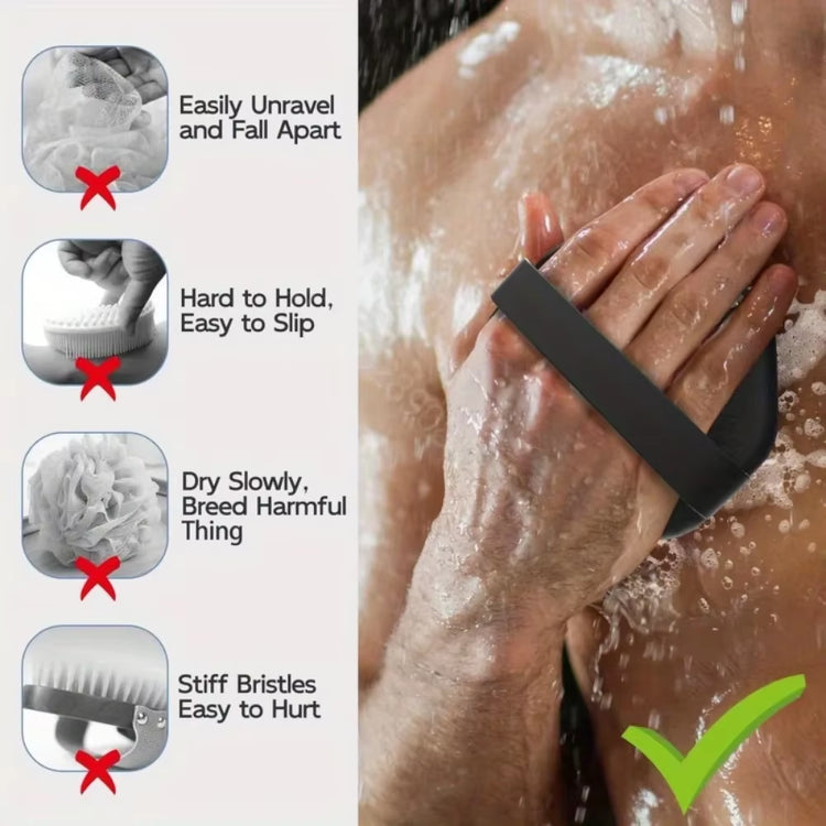NEW Bath Soft Silicone Back Brush Bath Shower Sponge Scrubbing Brush with Handle Exfoliating Scrub Skin Exfoliating Brushes
