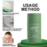 Green Tea Solid Cleansing Mask Acne Blemish Treatment Cream Blackhead Removal Natural Plant Formula Mild Skincare Solution