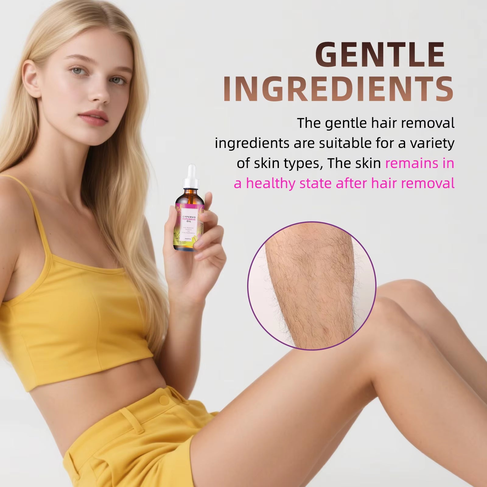 Natural Hair Minimizing & Skin Softening Oil 60Ml - Jojoba & Almond Formula for Gentle Hair Growth Control & Smooth Skin Feel.