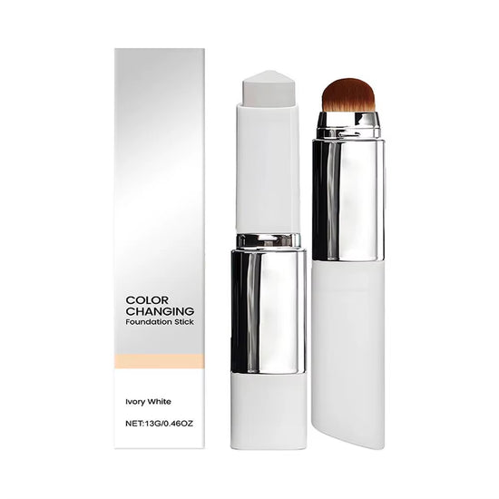 Color Changing Foundation Stick Brightens Concealer Stick Ouble Head with Brush Lightweight Moisturizing Brightening Cosmetics