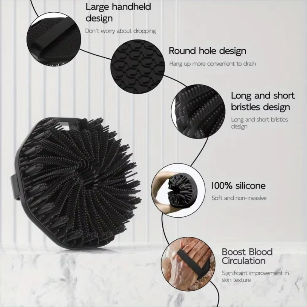 NEW Bath Soft Silicone Back Brush Bath Shower Sponge Scrubbing Brush with Handle Exfoliating Scrub Skin Exfoliating Brushes